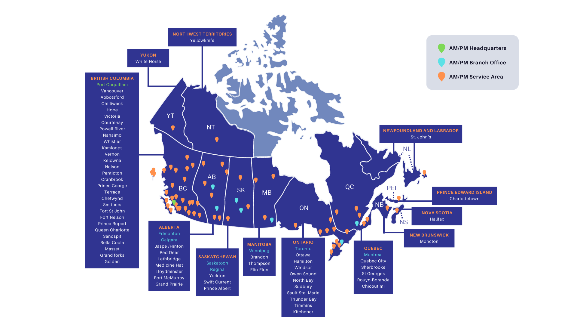 Serviceabilitly map in Canada